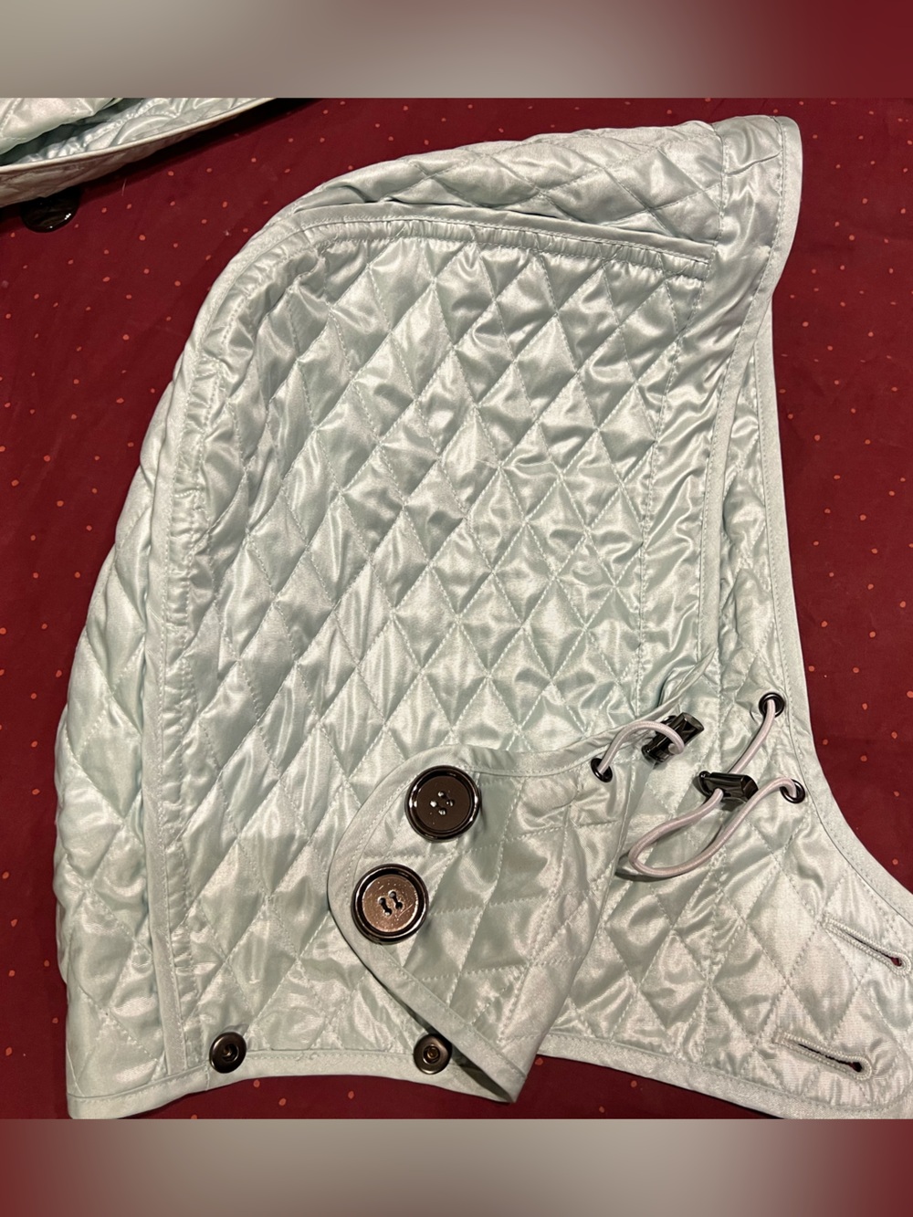 Carlisle Size 8 Sophisticated Quilted Mint Green Belted Vest w/ Detachable Hood - Picture 4 of 11